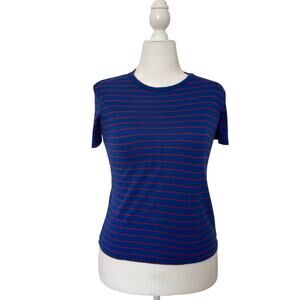 ZARA | Striped Knit Tee | S | Blue Red